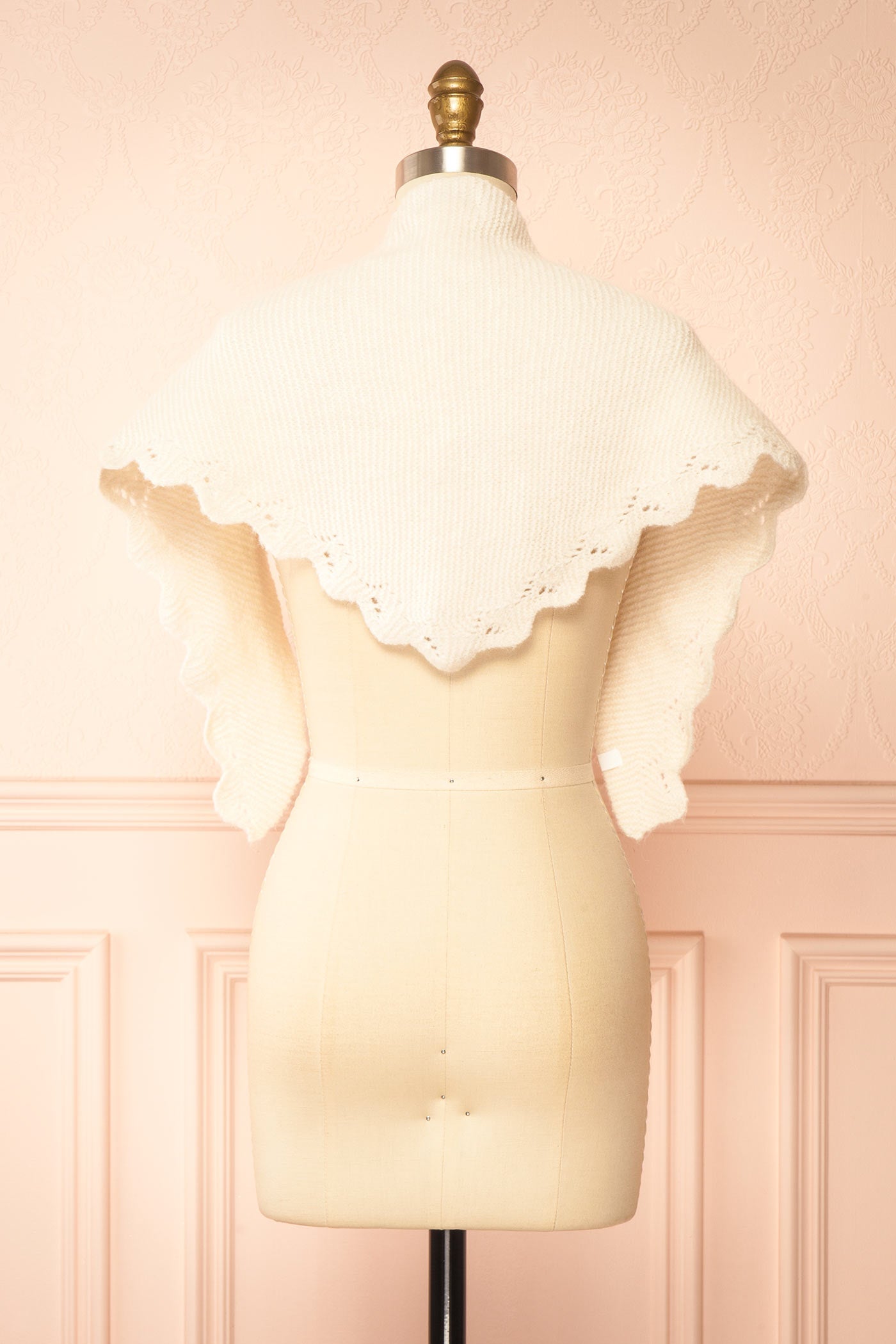 back view of Elesia Ivory Pointelle Triangle Scarf at Boutique 1861