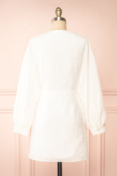 Elestren Short White Jacquard Dress w/ Long Sleeves | Boudoir 1861 back view