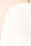Elestren Short White Jacquard Dress w/ Long Sleeves | Boudoir 1861 back close-up