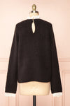 Eliona Black Sweater w/ Embroidered Openwork Collar | Boutique 1861 back view