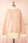 Eliona Pink Sweater w/ Embroidered Openwork Collar | Boutique 1861 front view
