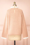 Eliona Pink Sweater w/ Embroidered Openwork Collar | Boutique 1861  back view