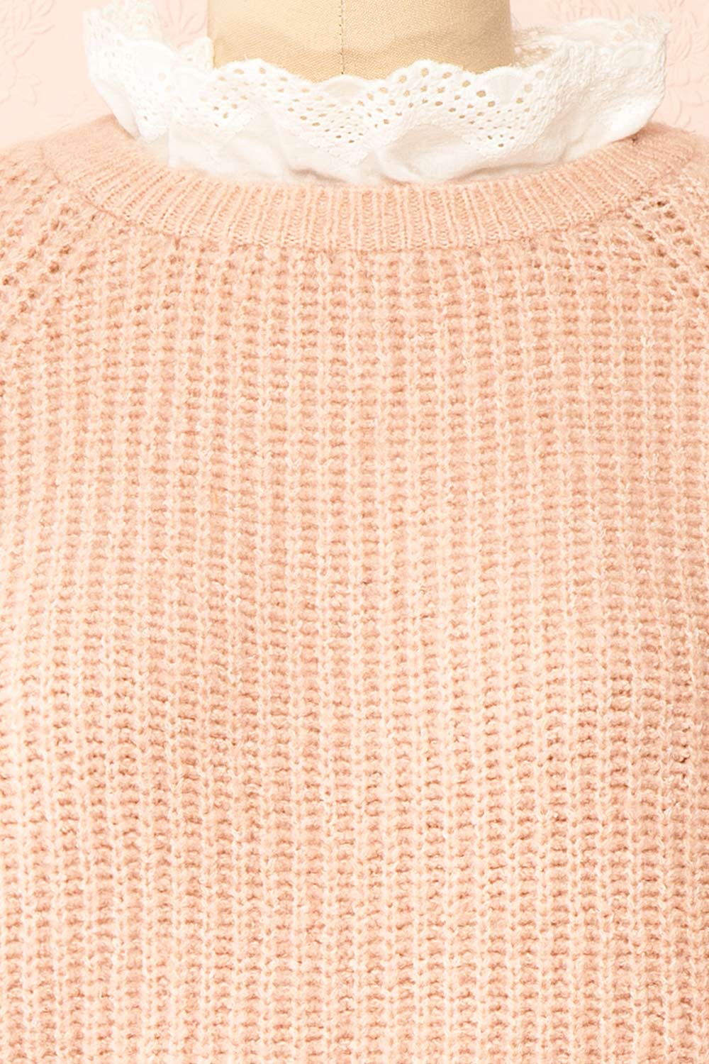 Eliona Pink Sweater w/ Embroidered Openwork Collar | Boutique 1861 fabric 