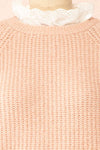 Eliona Pink Sweater w/ Embroidered Openwork Collar | Boutique 1861 fabric