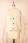 Elirian Beige Button-Up Knit Cardigan | Boutique 1861 front view