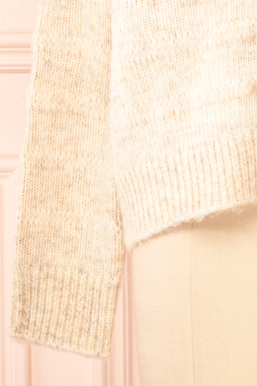 Elirian Beige Button-Up Knit Cardigan | Boutique 1861  sleeve