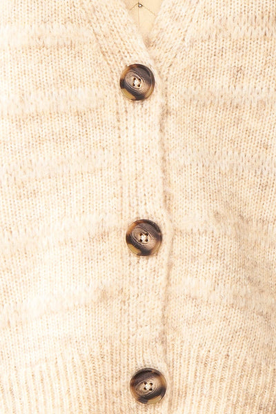 Elirian Beige Button-Up Knit Cardigan | Boutique 1861  fabric