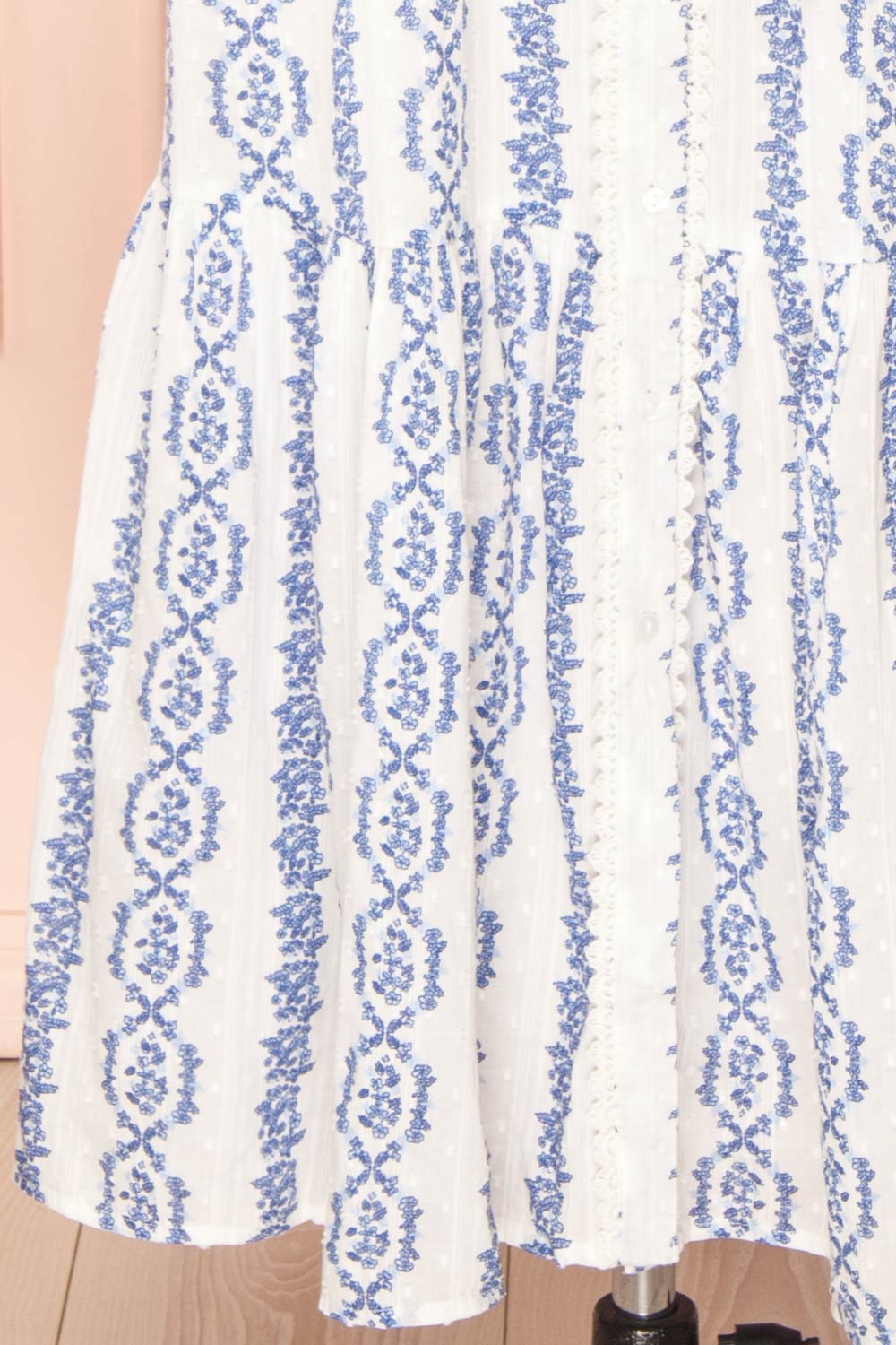 Eliris Long Floral White Dress w/ Long Sleeves | Boutique 1861 bottom