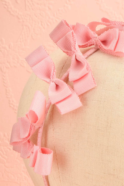 Elite Pink Thin Headband w/ Bows | Boutique 1861 close-up