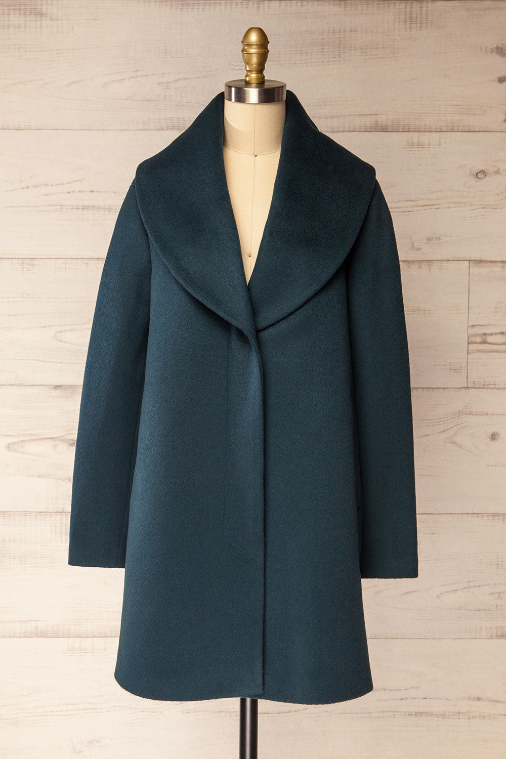 Ellisa Teal Short Wool Coat | La petite garçonne front view