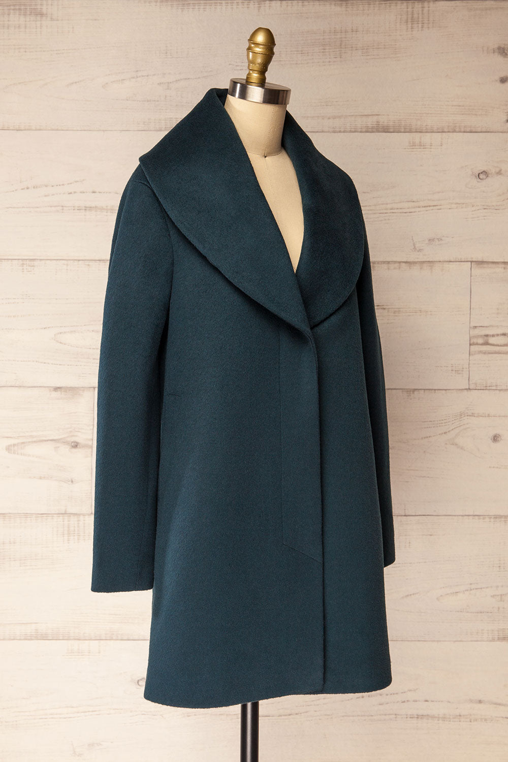 Ellisa Teal Short Wool Coat | La petite garçonne side view
