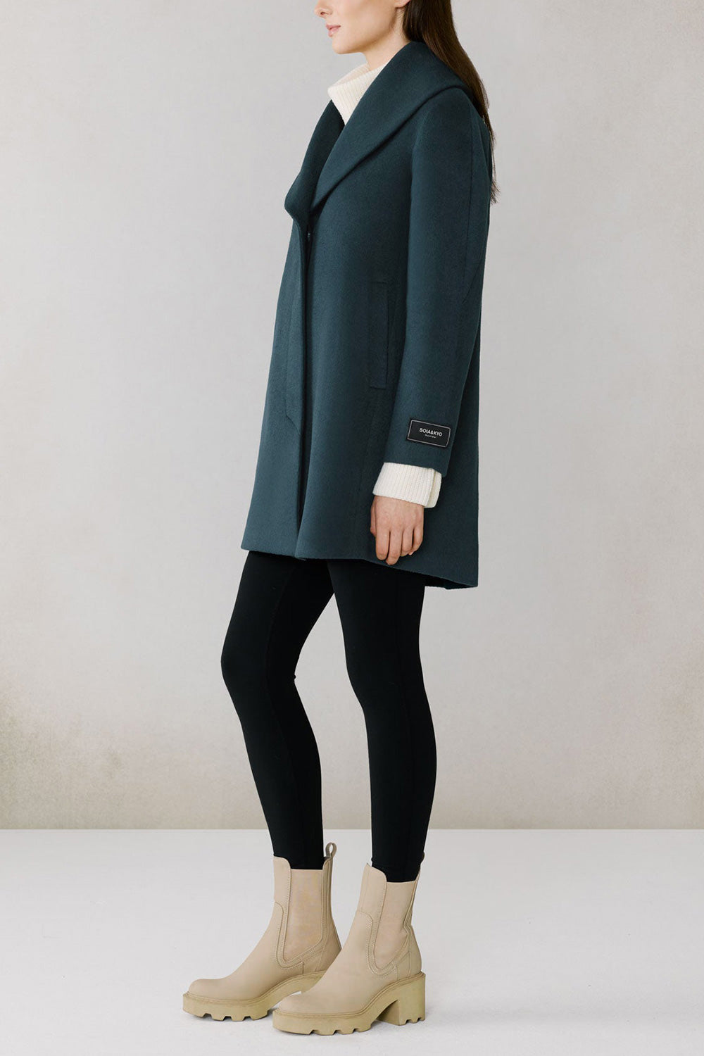 Ellisa Teal Short Wool Coat | La petite garçonne side model