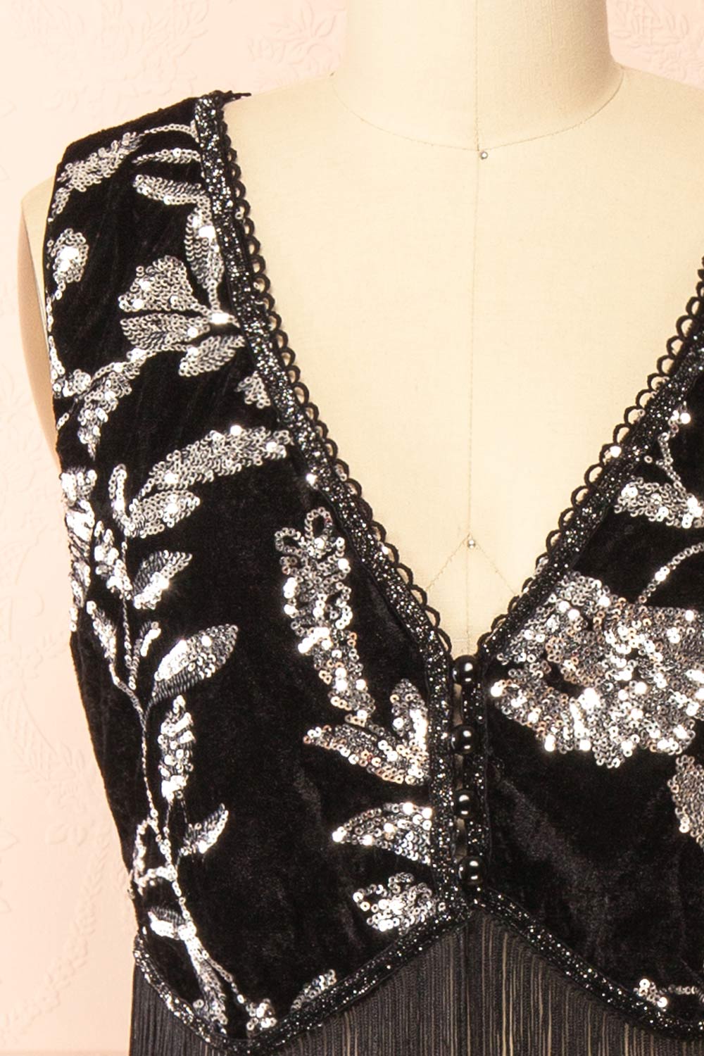 Elna Black Velvet Vest with Fringes | Boutique 1861 front