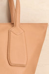 Elody Beige Vegan Leather Tote Bag | La petite garçonne front close-up