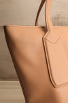 Elody Beige Vegan Leather Tote Bag | La petite garçonne side close-up