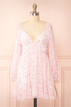 Elowen Short Pink Floral Dress w/ Plunging Neckline | Boutique 1861 front view
