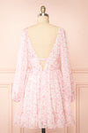 Elowen Short Pink Floral Dress w/ Plunging Neckline | Boutique 1861 back view
