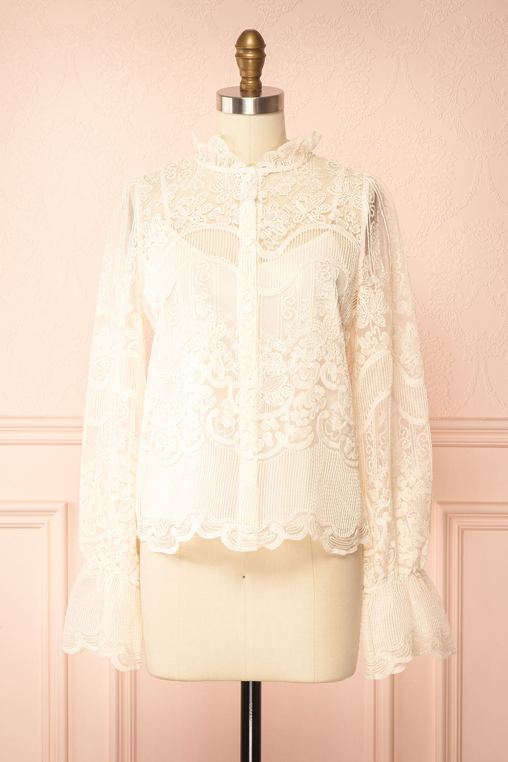 Elowyn Cream Embroidered Blouse | Boudoir 1861 front view