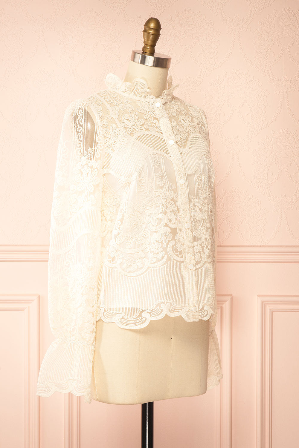 Elowyn Cream Embroidered Blouse | Boudoir 1861 side view