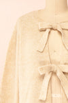 Elpida Beige Knit Cardigan w/ Bows | Boutique 1861 front close-up