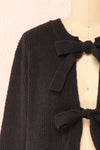 Elpida Black Knit Cardigan w/ Bows | Boutique 1861 front close-up