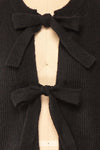 Elpida Black Knit Cardigan w/ Bows | Boutique 1861 fabric