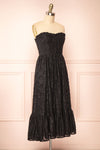 Elspeth Star Pattern Black Strapless Midi Dress | Boutique 1861 side view