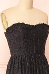Elspeth Star Pattern Black Strapless Midi Dress | Boutique 1861 side close-up