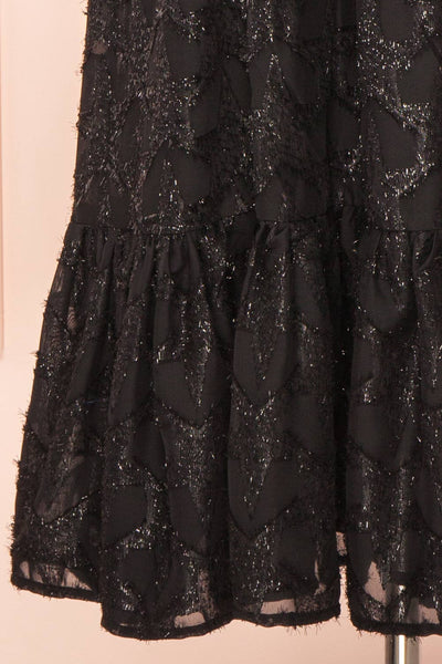 Elspeth Star Pattern Black Strapless Midi Dress |  Boutique 1861 bottom