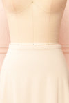 Elvandra Beige Corduroy A-line Midi Skirt | Boutique 1861 front close-up