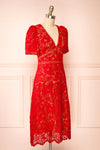 Elviana Red Crocheted Lace Midi Dress | Boutique 1861  side view