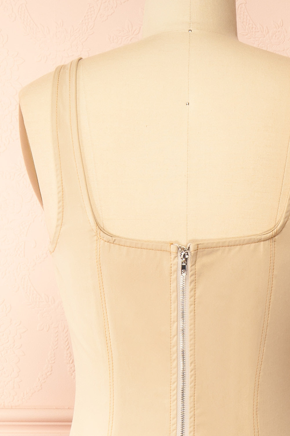 Elynor Beige Midi Dress with Pockets | Boutique 1861 back