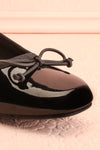 Elyria Black Heeled Ballerina Shoes w/ Bow | Boutique 1861 front close-up