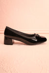 Elyria Black Heeled Ballerina Shoes w/ Bow | Boutique 1861 side viw