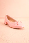 Elyria Pink Heeled Ballerina Shoes w/ Bow | Boutique 1861 front view