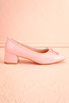 Elyria Pink Heeled Ballerina Shoes w/ Bow | Boutique 1861 side view
