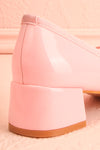 Elyria Pink Heeled Ballerina Shoes w/ Bow | Boutique 1861 back close-up