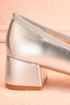 Elyria Silver Heeled Ballerina Shoes w/ Bow | Boutique 1861 side back close-up
