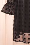 Elyris Black Loose Dotted Short Dress | Boutique 1861 sleeve