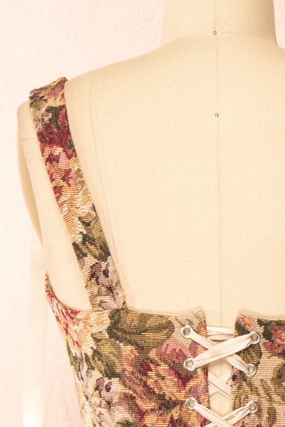 Elysane Jacquard Cropped Corset Top | Boutique 1861 back close-up