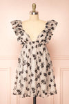 Elysara Floral Gingham Babydoll Dress w/ Tie Back | Boutique 1861 front view