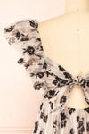 Elysara Floral Gingham Babydoll Dress w/ Tie Back | Boutique 1861 back close-up