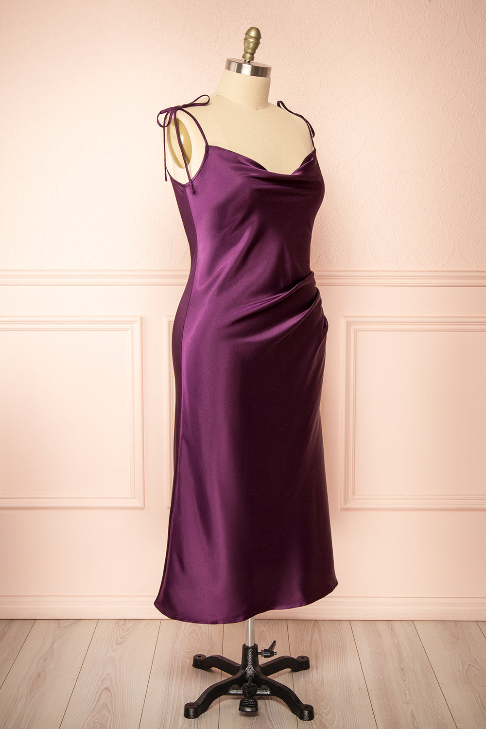 Elyse Purple Cowl Neck Midi Dress | Boutique 1861 side plus size