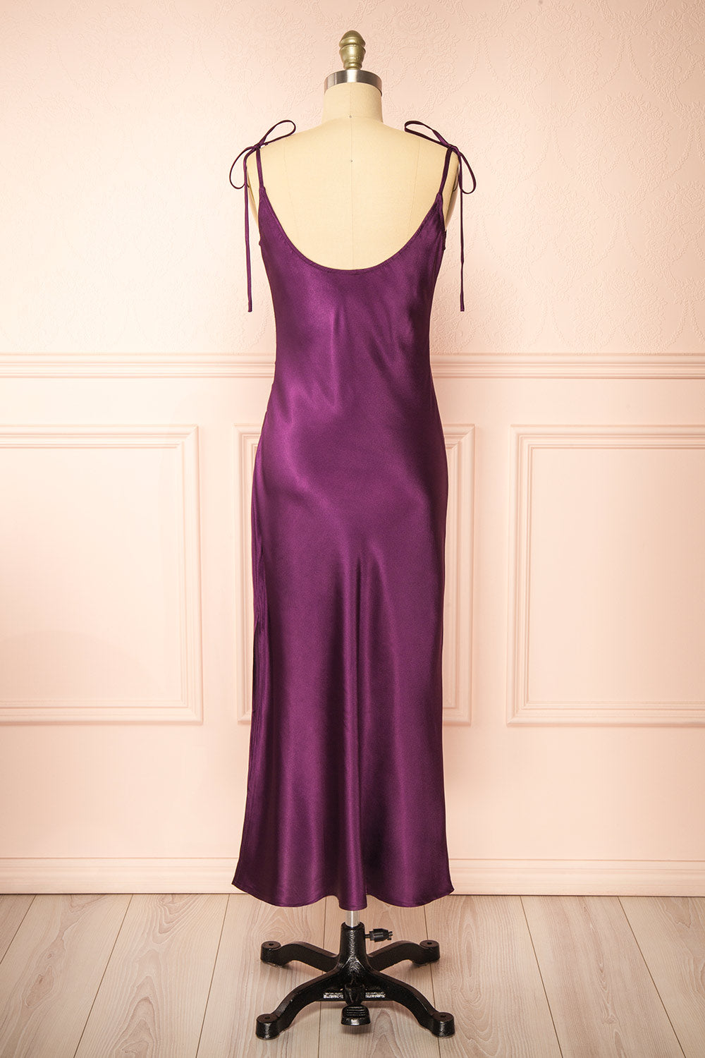 Elyse Purple Cowl Neck Midi Dress | Boutique 1861 back view