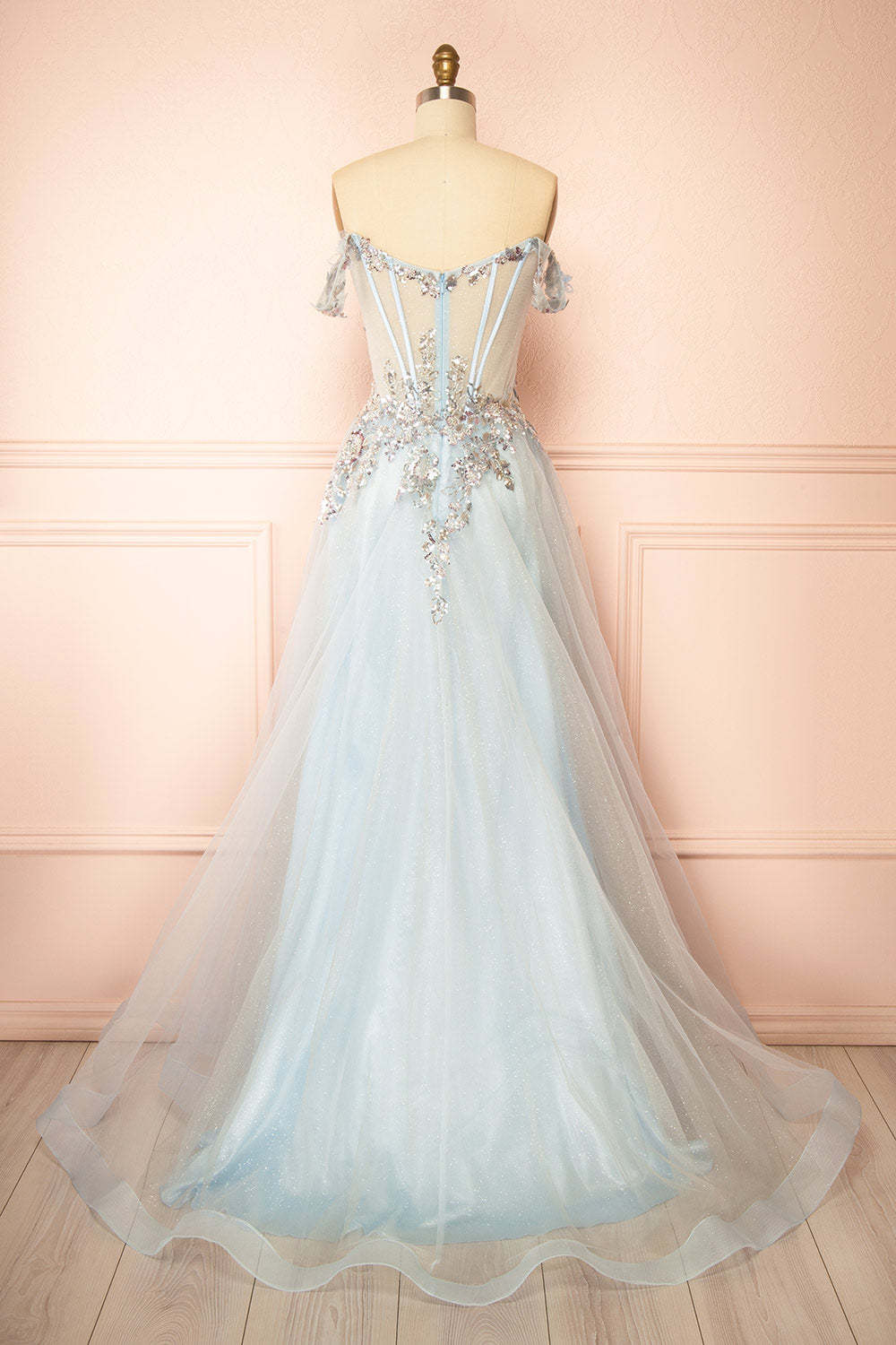 Emerie Blue Translucent A-Line Corset Dress | Boutique 1861 back view