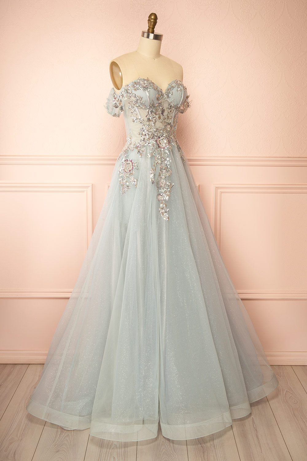 Emerie Sage Translucent A-Line Corset Dress | Boutique 1861 side view