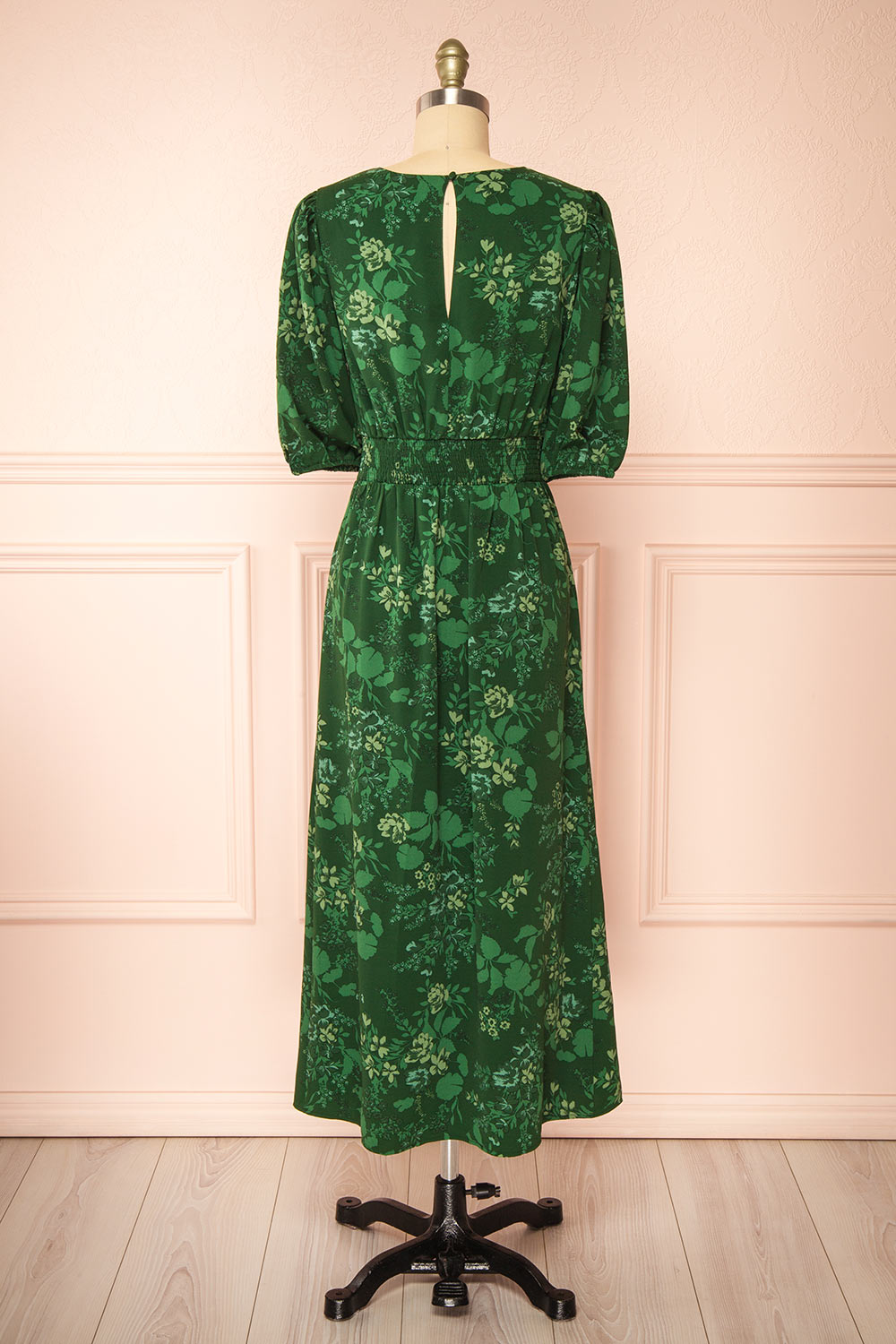 Emirida Long Dark Green Floral Dress | Boutique 1861 back view