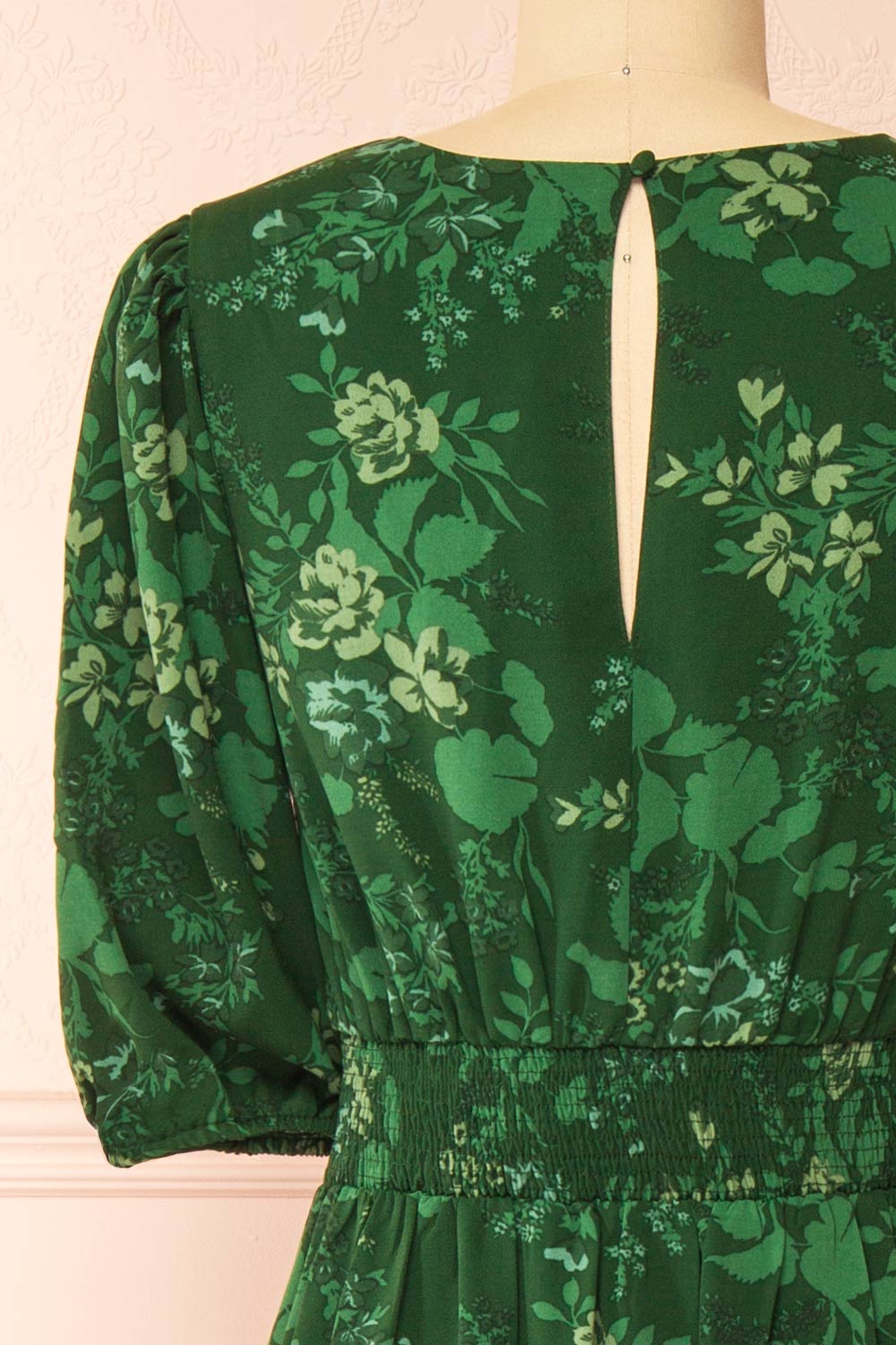 Emirida Long Dark Green Floral Dress | Boutique 1861 back