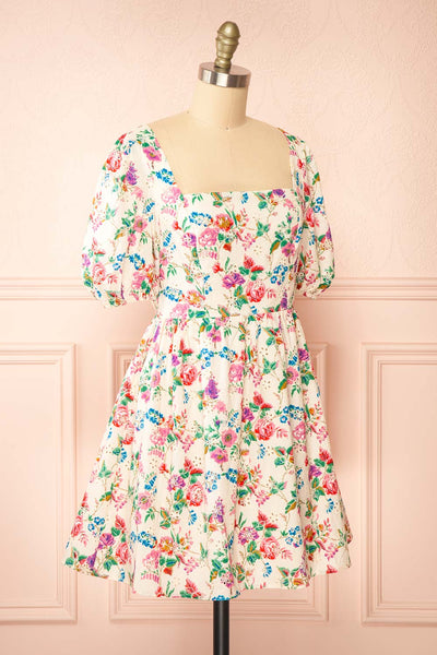 Emmelie Colourful Floral Babydoll Dress | Boutique 1861  side view