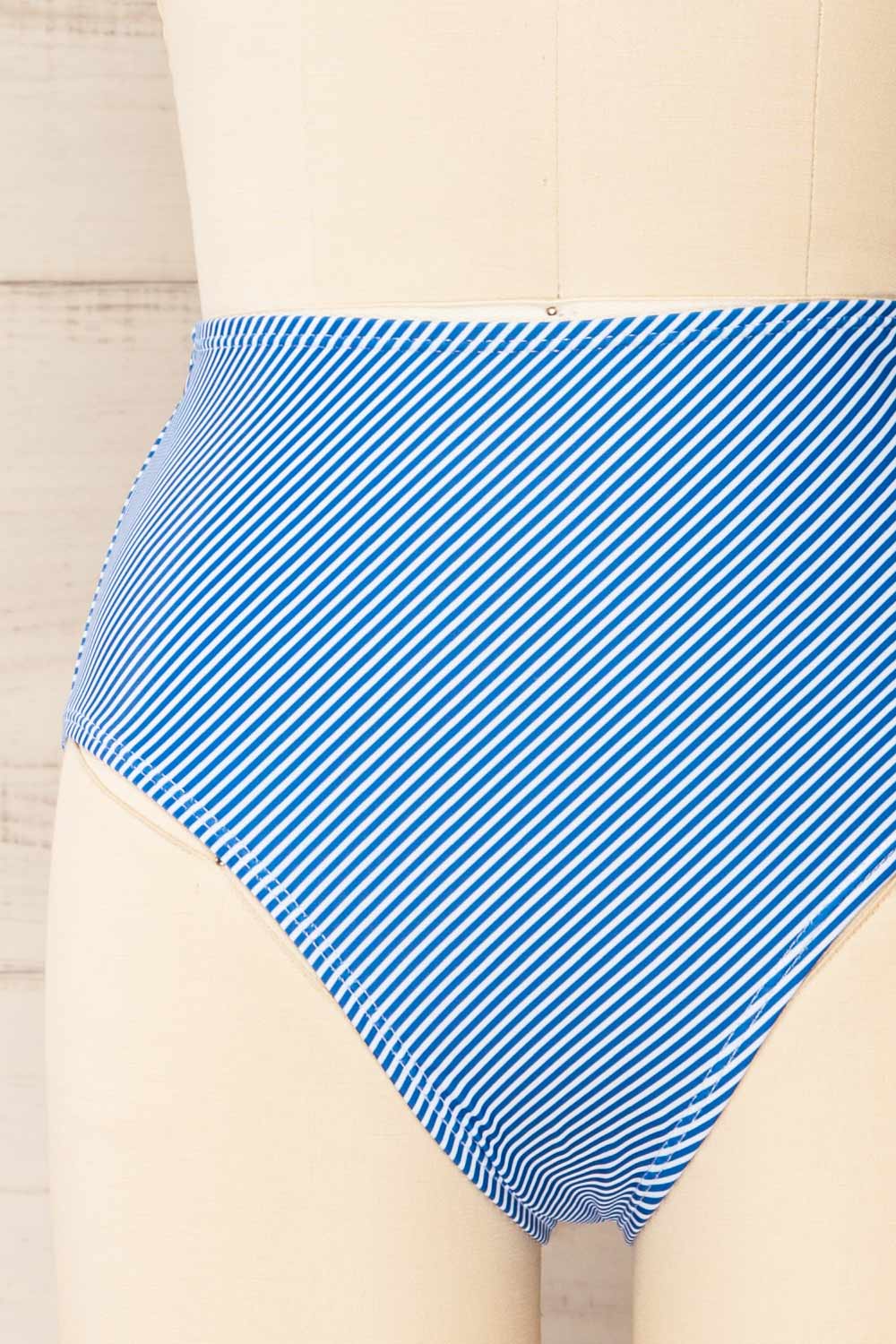 Engel Stripes Blue High-Waisted Bikini Bottom | La petite garçonne  front